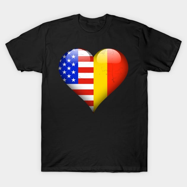 Half American Half Romanian - Gift for Romanian From Romania T-Shirt by Country Flags